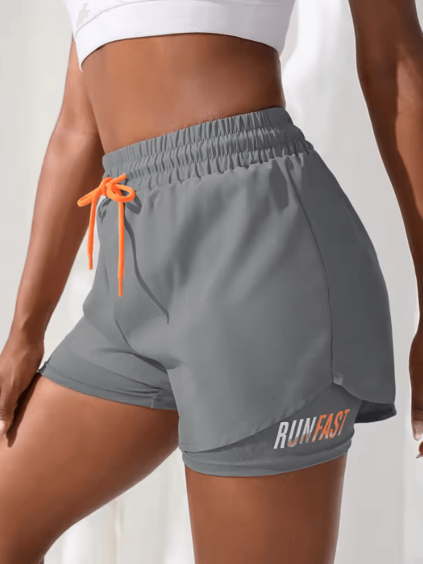 Womens High Rise Yoga Shorts With Inner Layer Running Two In One Design 3