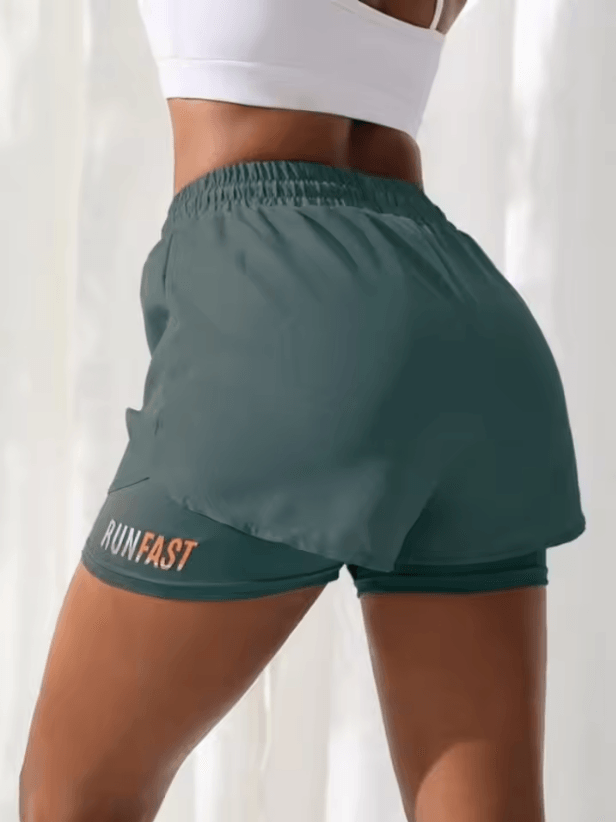 Womens High Rise Yoga Shorts With Inner Layer Running Two In One Design 4
