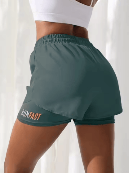 Womens High Rise Yoga Shorts With Inner Layer Running Two In One Design 4