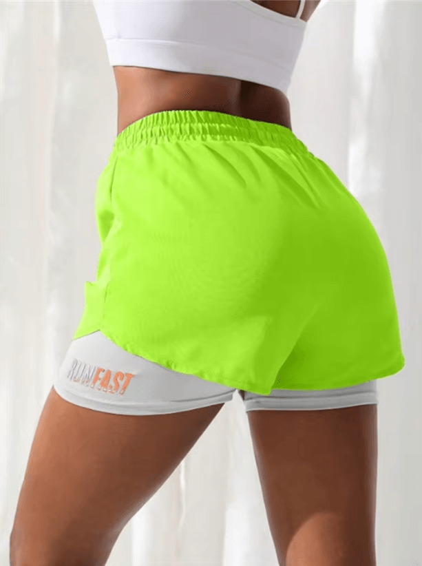 Womens High Rise Yoga Shorts With Inner Layer Running Two In One Design 7