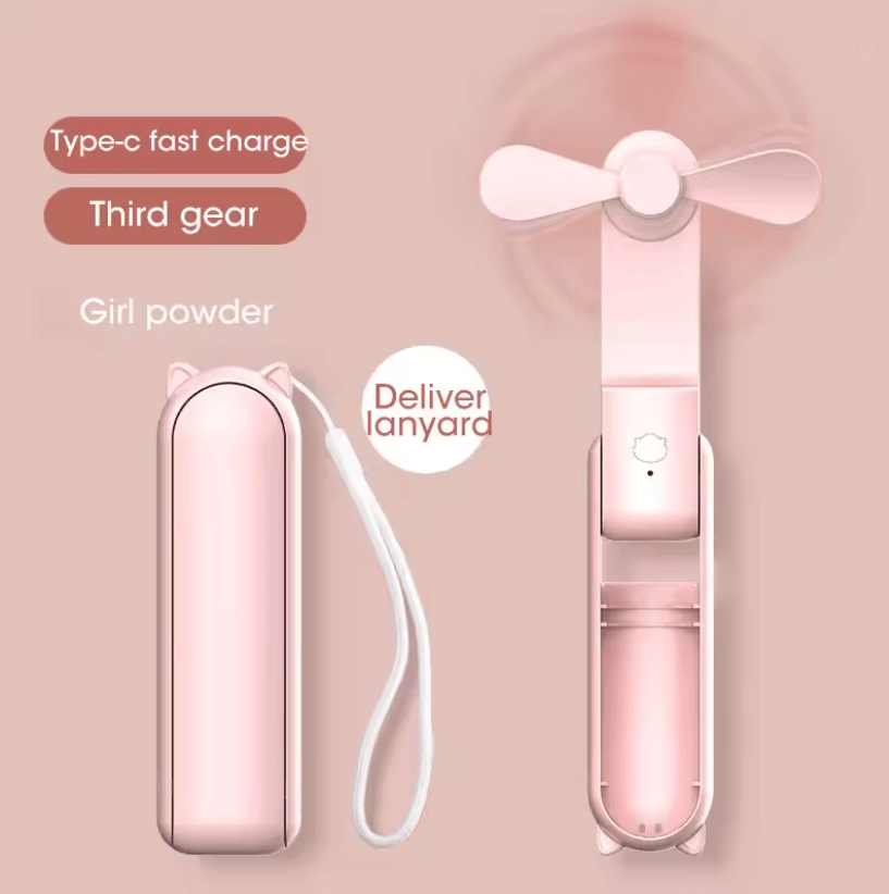 Mini Portable Fan USB Rechargeable Handheld and Desktop Foldable Cooler