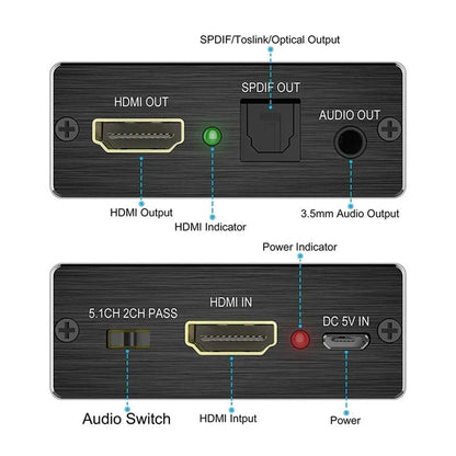 HDMI Compatible Audio Extractor Stereo Converter Audio Splitter Adapter For PS4 TV DVD And Home The 1
