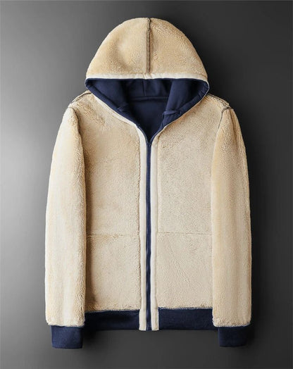 Winter Lambswool Fleece Hoodie Jacket With Hood And Zipper 5