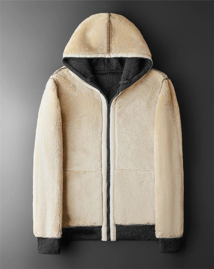 Winter Lambswool Fleece Hoodie Jacket With Hood And Zipper 6