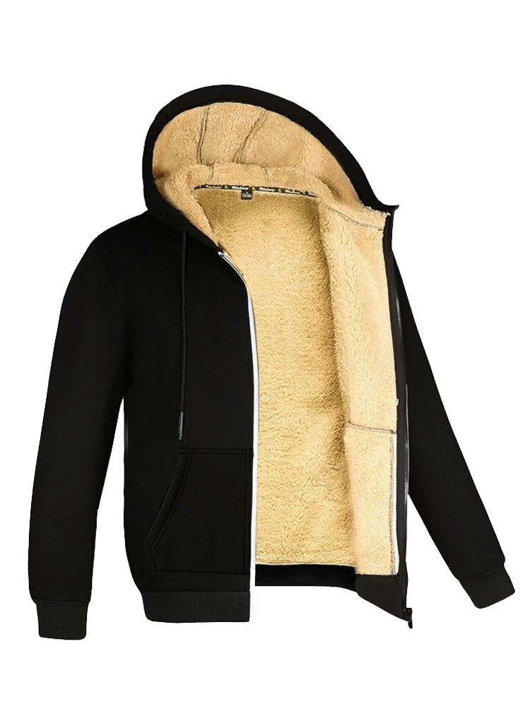 Winter Lambswool Fleece Hoodie Jacket With Hood And Zipper 8