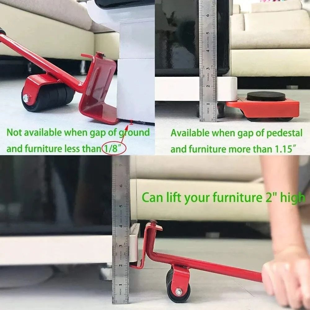 Furniture Moving Roller Set With Lifting Tool For Heavy Appliances 3