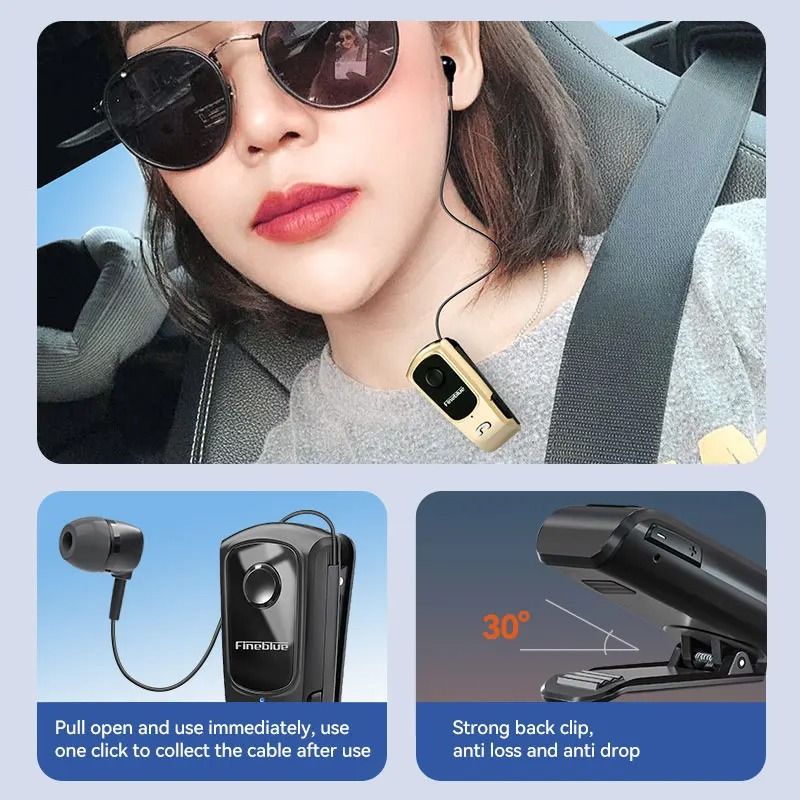 Mini Retractable Wireless Earphone With Clip Vibration Alerts And Bluetooth 50 1