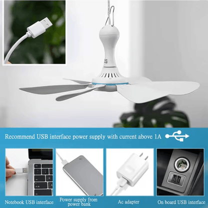 Silent USB Ceiling Fan With Remote Control 6 Blade Hanging Canopy Fan 1