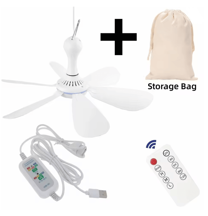 Silent USB Ceiling Fan With Remote Control 6 Blade Hanging Canopy Fan 6