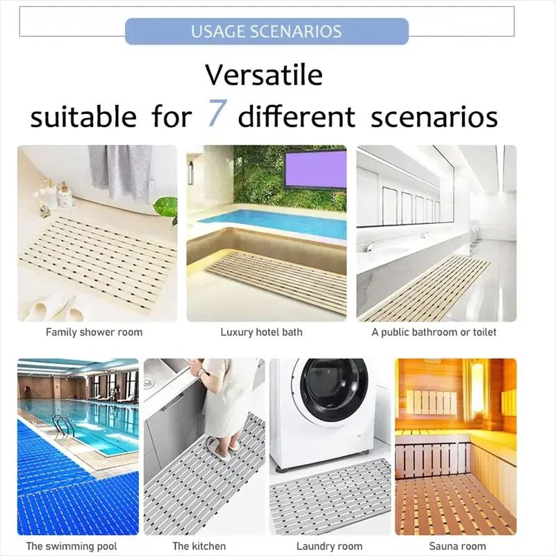 Premium Bath Mat Tub Shower Mat Non Slip PVC Bathroom Floor Pad Anti Bacterial Anti Slip Shower Pad 2