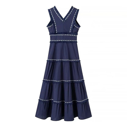 Sleeveless V Neck Tassel Summer Dress 2