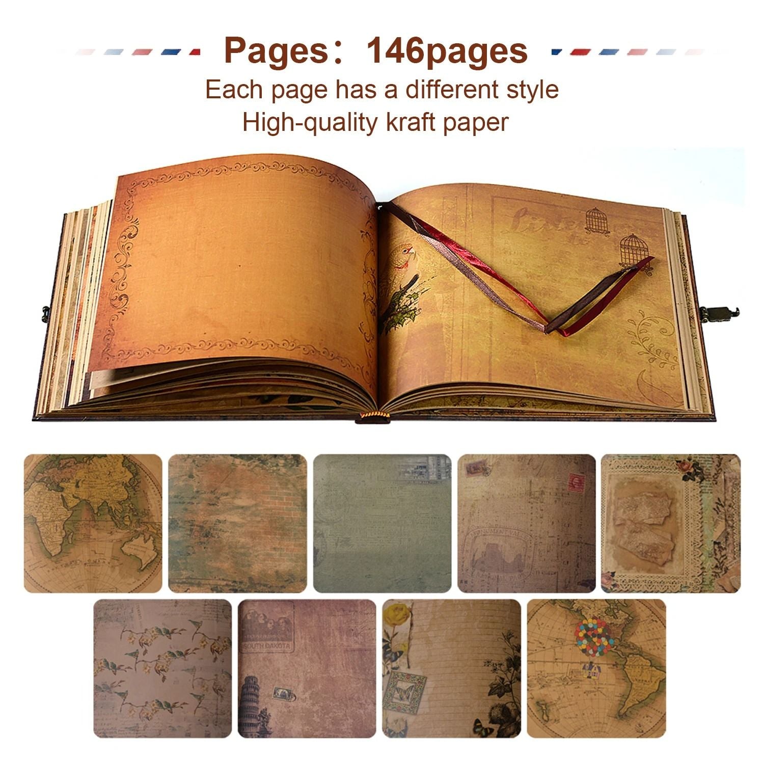 Retro Kraft Memory Scrapbook Album 146 Pages 2