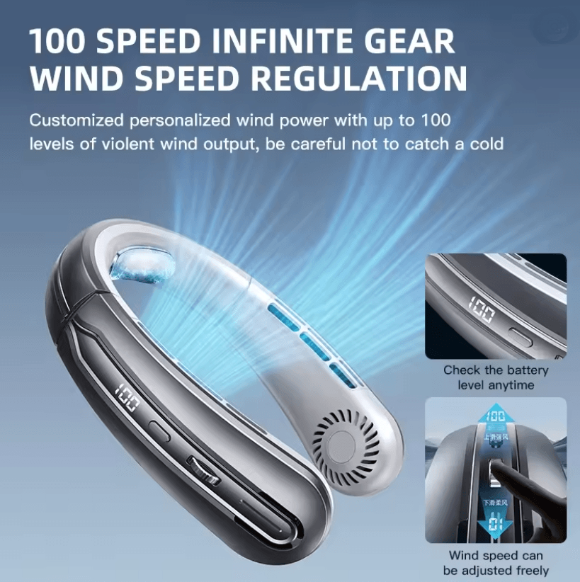 Xiaomi Neck Fan Portable Bladeless 8000mAh Rechargeable Air Cooler With LED Display 1