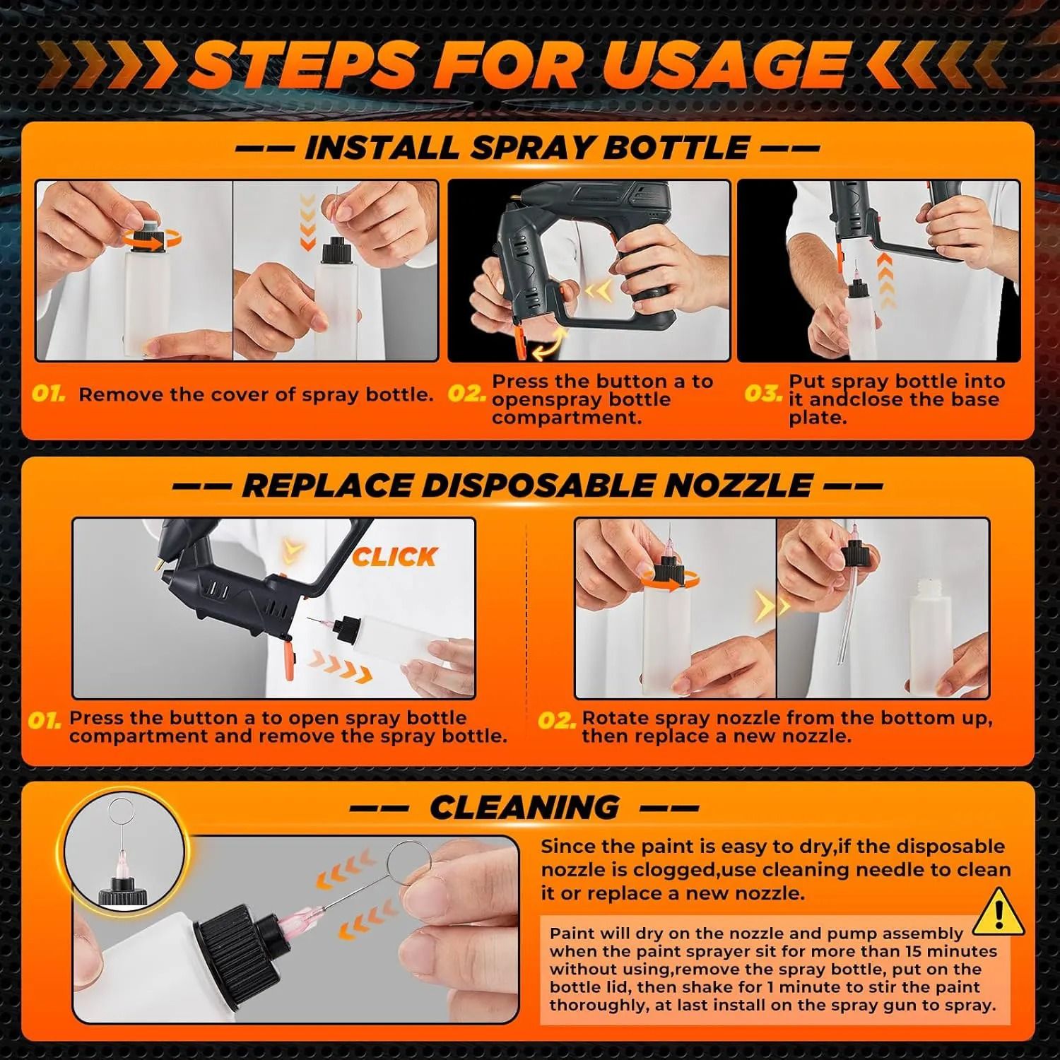 Electric Cordless Car And Cabinet Paint Sprayer Handheld Portable Spray Gun 5