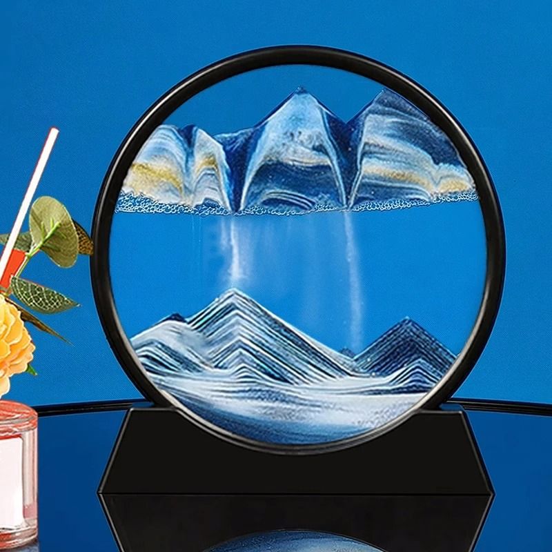 3D Quicksand Motion Hourglass Sand Art In Round Glass  Deep Sea Sandscape Decor 9