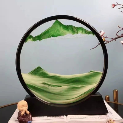 3D Quicksand Motion Hourglass Sand Art In Round Glass  Deep Sea Sandscape Decor 10