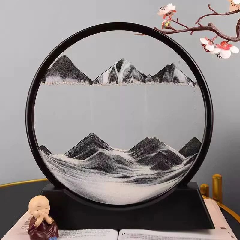 3D Quicksand Motion Hourglass Sand Art In Round Glass  Deep Sea Sandscape Decor 11