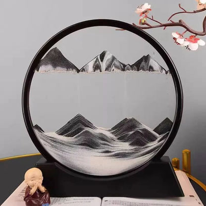 3D Quicksand Motion Hourglass Sand Art In Round Glass  Deep Sea Sandscape Decor 11