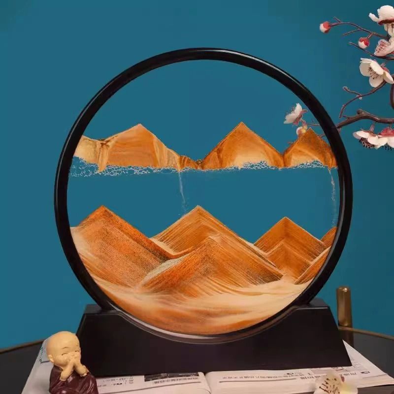 3D Quicksand Motion Hourglass Sand Art In Round Glass  Deep Sea Sandscape Decor 12