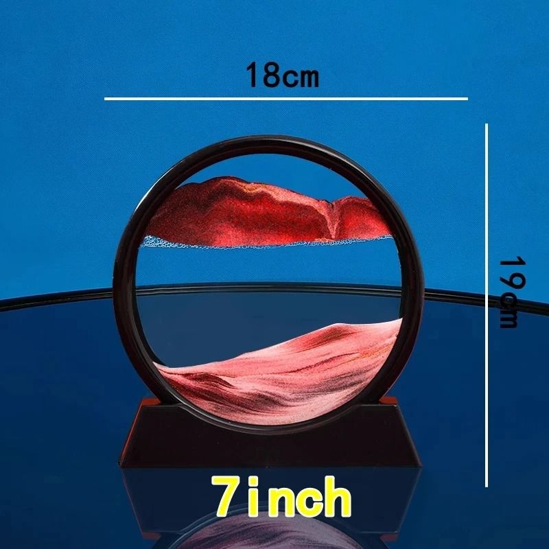 3D Quicksand Motion Hourglass Sand Art In Round Glass  Deep Sea Sandscape Decor 2