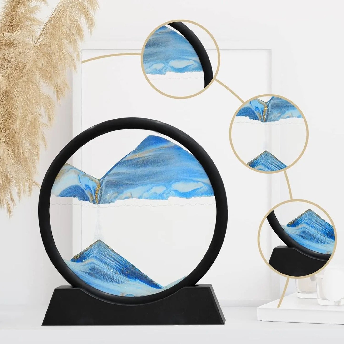 3D Quicksand Motion Hourglass Sand Art In Round Glass  Deep Sea Sandscape Decor 5