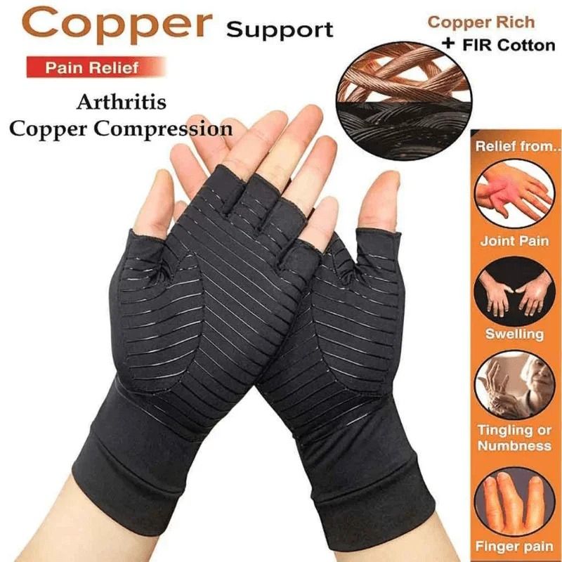 Compression Arthritis Gloves With Copper Fiber Half Finger Design