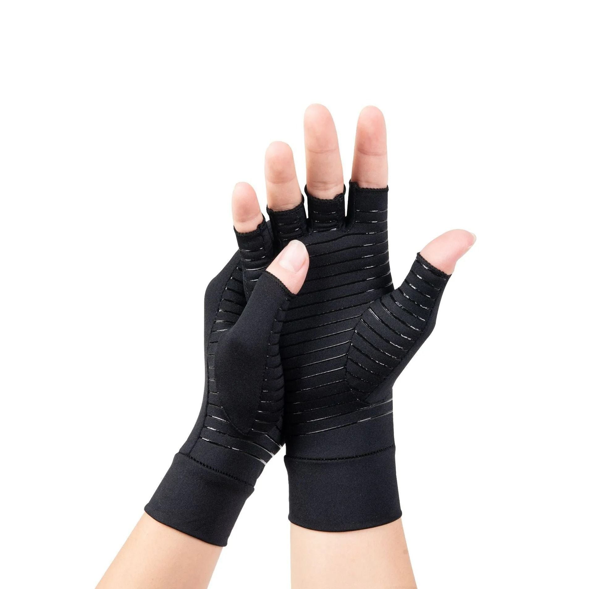 Compression Arthritis Gloves With Copper Fiber Half Finger Design 10