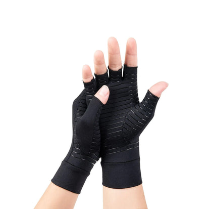 Compression Arthritis Gloves With Copper Fiber Half Finger Design 10