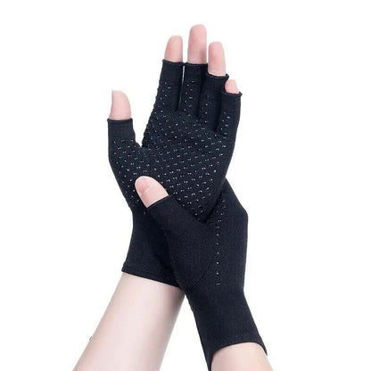 Compression Arthritis Gloves With Copper Fiber Half Finger Design 8