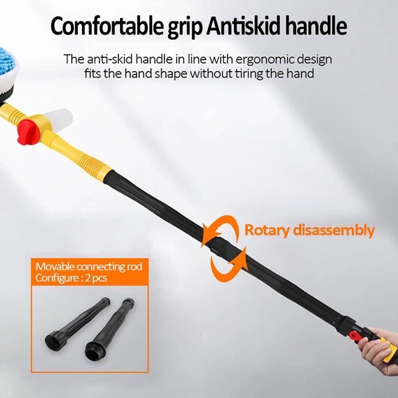 360 Degree Rotating Car Wash Brush Kit With High Pressure And Foam Dispenser 6