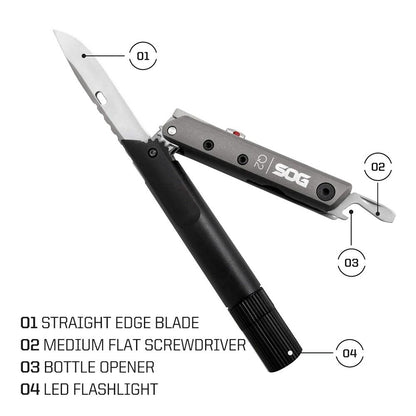 SOG Baton Q2 4in1 EDC Pen Multitool With Flashlight Knife And Screwdriver 2