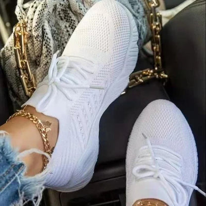 Womens Mesh Breathable Platform Sneakers With Lace Up Design 12