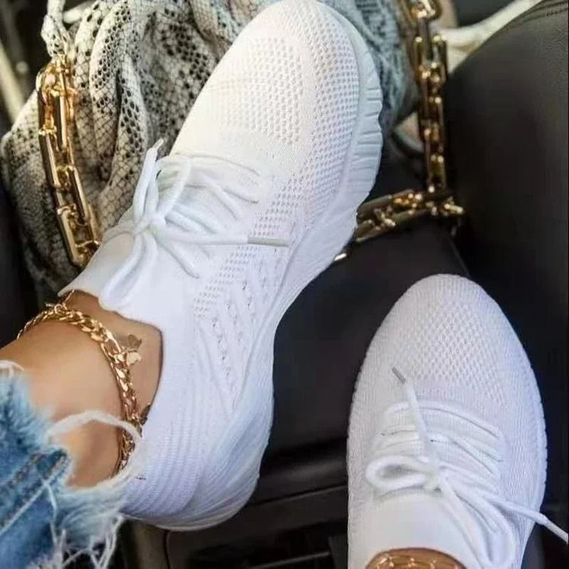 Womens Mesh Breathable Platform Sneakers With Lace Up Design 2