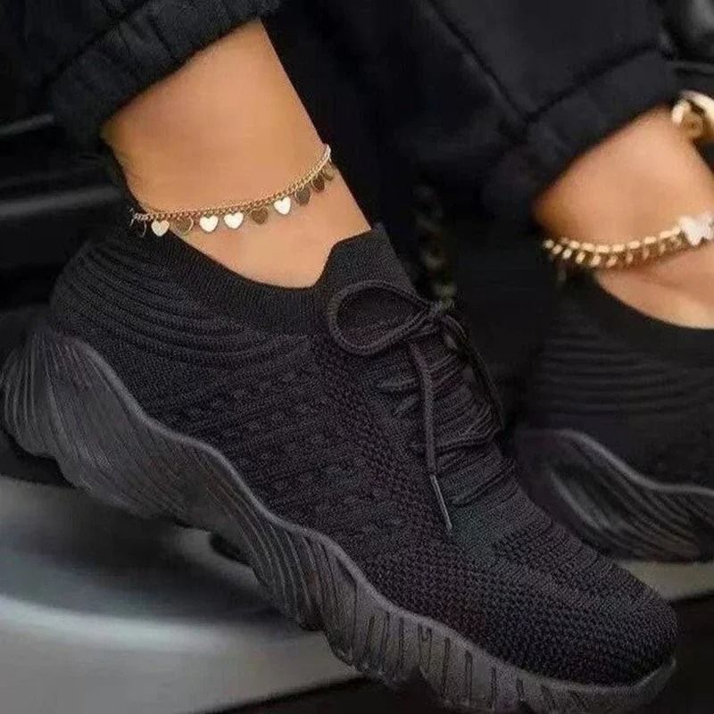 Womens Mesh Breathable Platform Sneakers With Lace Up Design 3