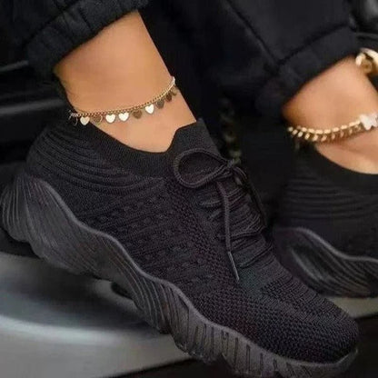 Womens Mesh Breathable Platform Sneakers With Lace Up Design 3
