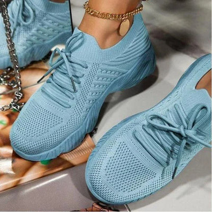 Womens Mesh Breathable Platform Sneakers With Lace Up Design 4