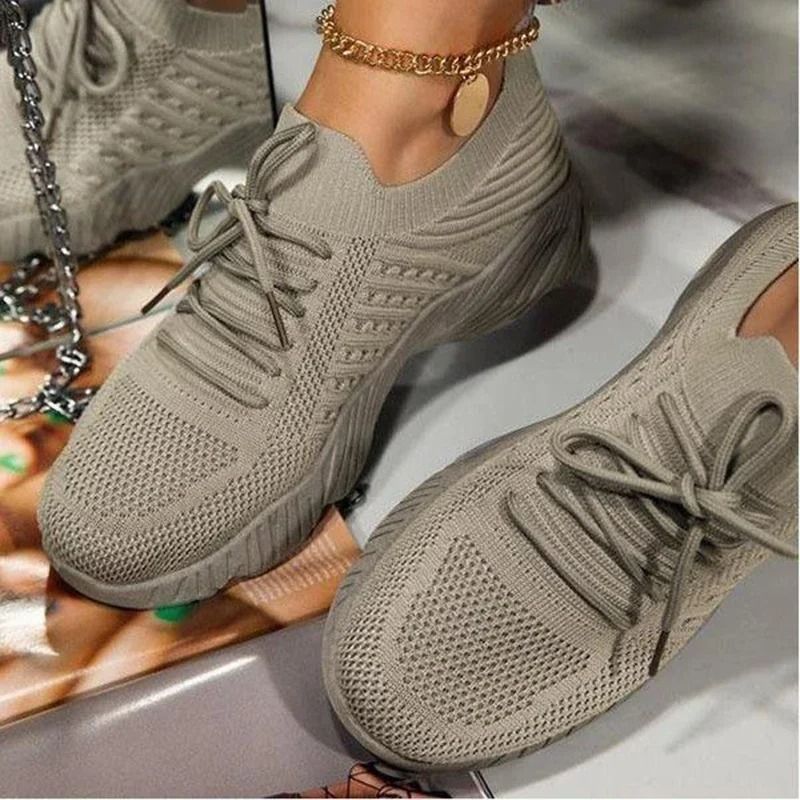 Womens Mesh Breathable Platform Sneakers With Lace Up Design 5
