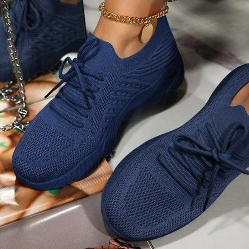 Womens Mesh Breathable Platform Sneakers With Lace Up Design 7