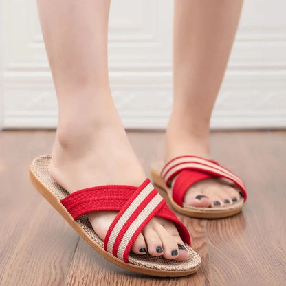 Plus Size Linen Flat Sandals for Women