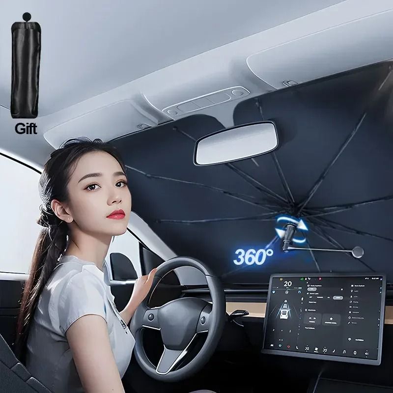Foldable Car Windshield Sunshade Umbrella For Heat And UV Protection