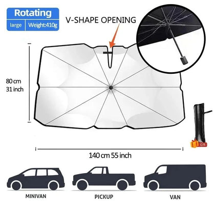 Foldable Car Windshield Sunshade Umbrella For Heat And UV Protection 11