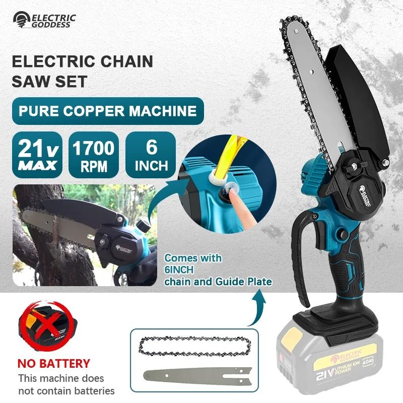 6 Inch Cordless Mini Chainsaw With High Power Copper Motor (No Battery)