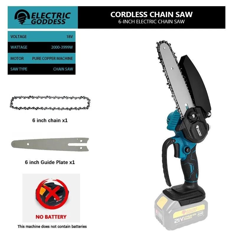 6 Inch Cordless Mini Chainsaw With High Power Copper Motor No Battery 7
