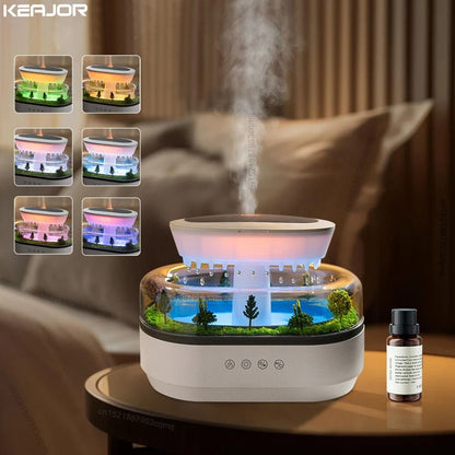 Raindrop Aroma Humidifier And Essential Oil Diffuser With White Noise And Colorful Light