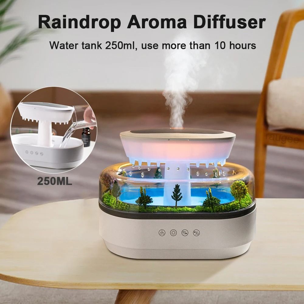 Raindrop Aroma Humidifier And Essential Oil Diffuser With White Noise And Colorful Light 2
