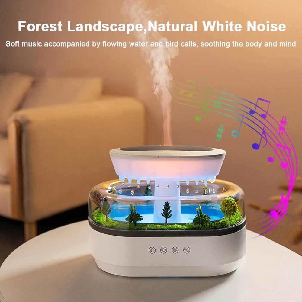 Raindrop Aroma Humidifier And Essential Oil Diffuser With White Noise And Colorful Light 4
