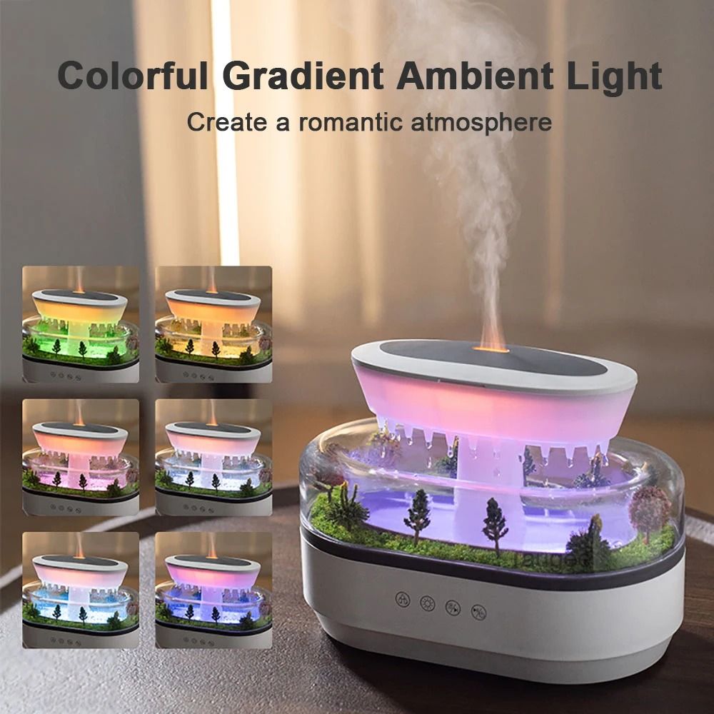 Raindrop Aroma Humidifier And Essential Oil Diffuser With White Noise And Colorful Light 5