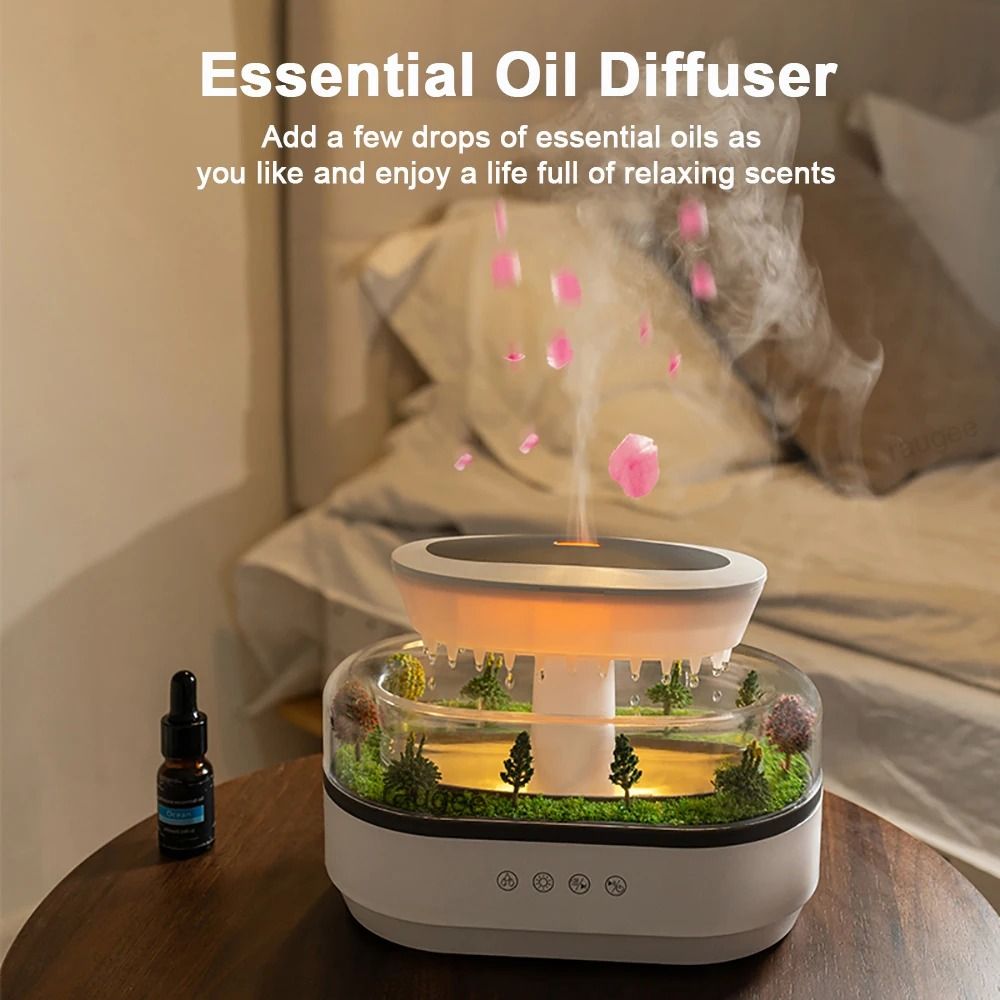 Raindrop Aroma Humidifier And Essential Oil Diffuser With White Noise And Colorful Light 6