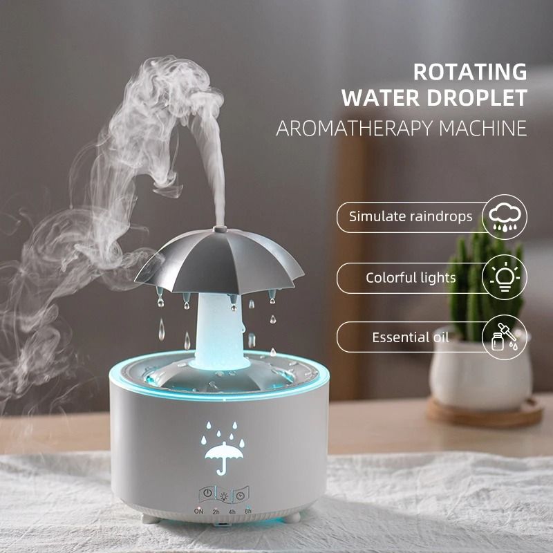 Cloud Rain Humidifier With Aroma Diffuser Night Light And Remote Control