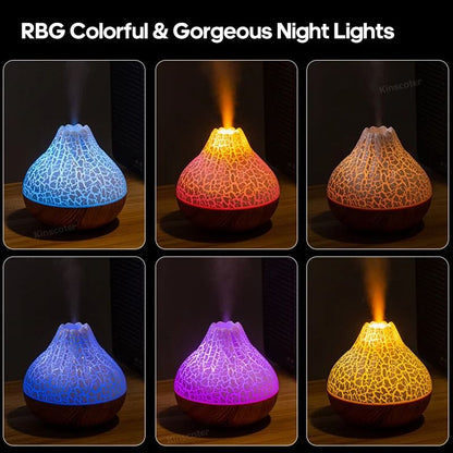 300ml Volcano Air Humidifier With Colorful Night Light And USB Diffuser 2